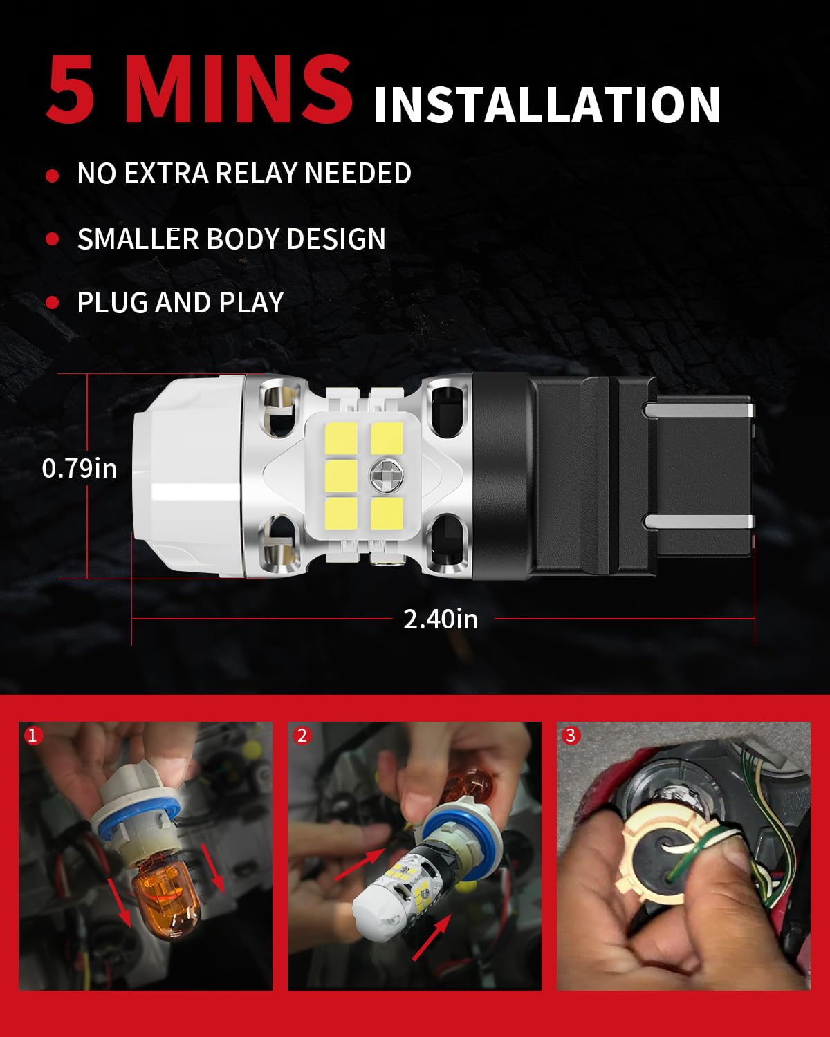 Foto 6 | Bombilla Led De Respaldo Con Luz Trasera Lasfit T3 Wt21w Para Ford - Venta Internacional.