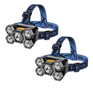 Foto 1 | 2pcs Lámpara Cabeza Recargable Usb 5 Led Lampara Minera Lab.g Azul