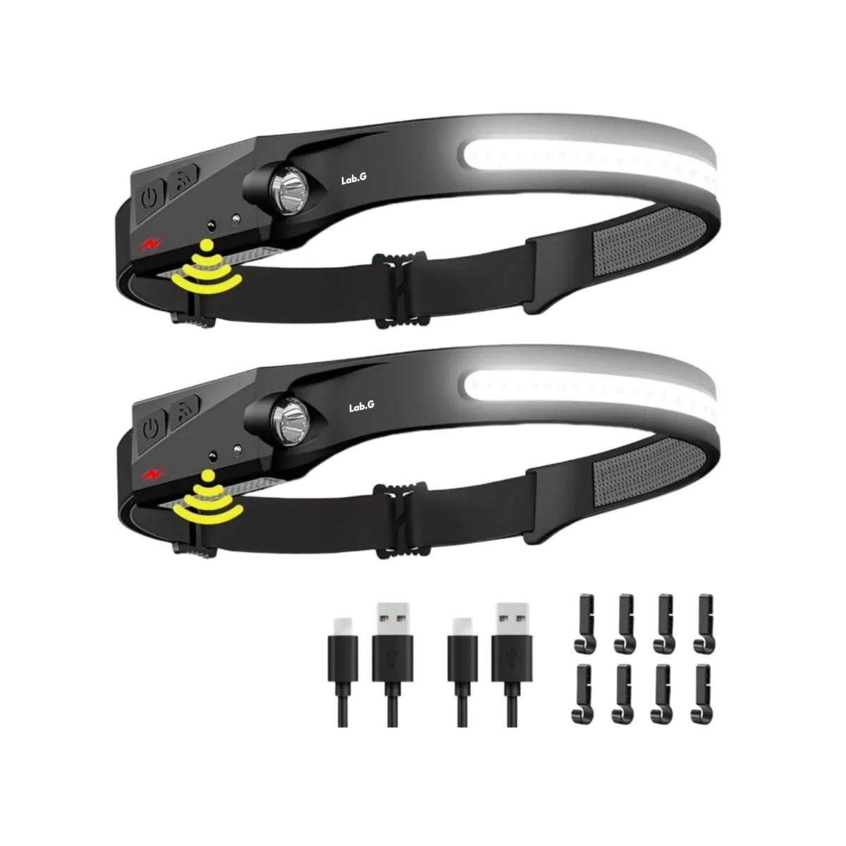 Foto 4 pulgar | Lámpara De Cabeza Led Sensor Recargable Con Impermeable 2pz Lab.g Negras