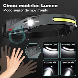 Foto 4 | Lámpara De Cabeza Led Sensor Recargable Con Impermeable 2pz Lab.g Negras