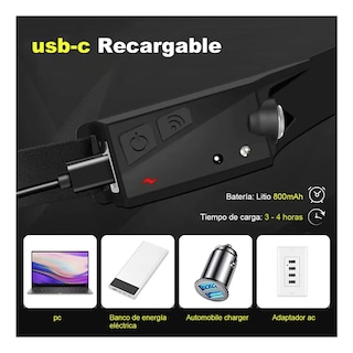 Foto 5 | Lámpara De Cabeza Led Sensor Recargable Con Impermeable 2pz Lab.g Negras