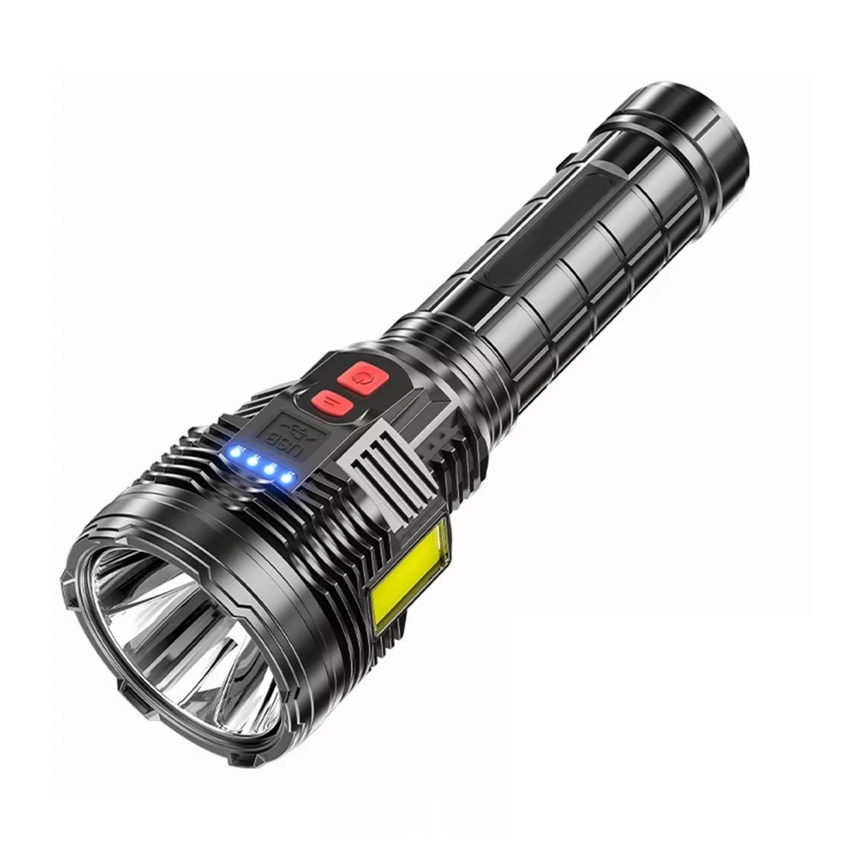 Lampara Tactica Recargable 3 Led Cob 10000 Lumens 6 Modos Eo Safe Imports Esi-4966 Negro