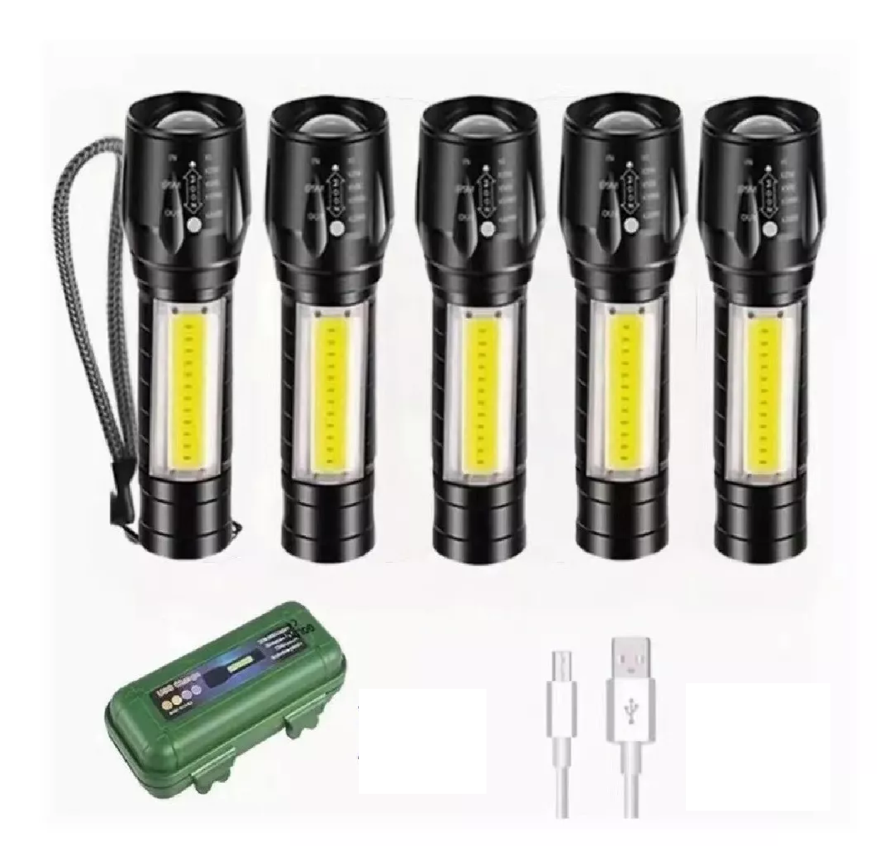 Set Lámpara Táctica Eo Safe Imports color Negro 5 PZAS