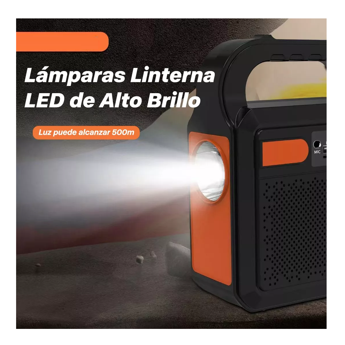 Foto 5 pulgar | Lámpara Solar Iluminación Radio Fm Bluetooth Banco Energía Eo Safe Imports Esi-11988 Naranja