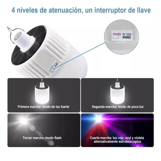 Foto 2 | Foco Led Lampara Solar Emergencia 120w Portátil Recargable Eo Safe Imports Esi-11987 Blanco