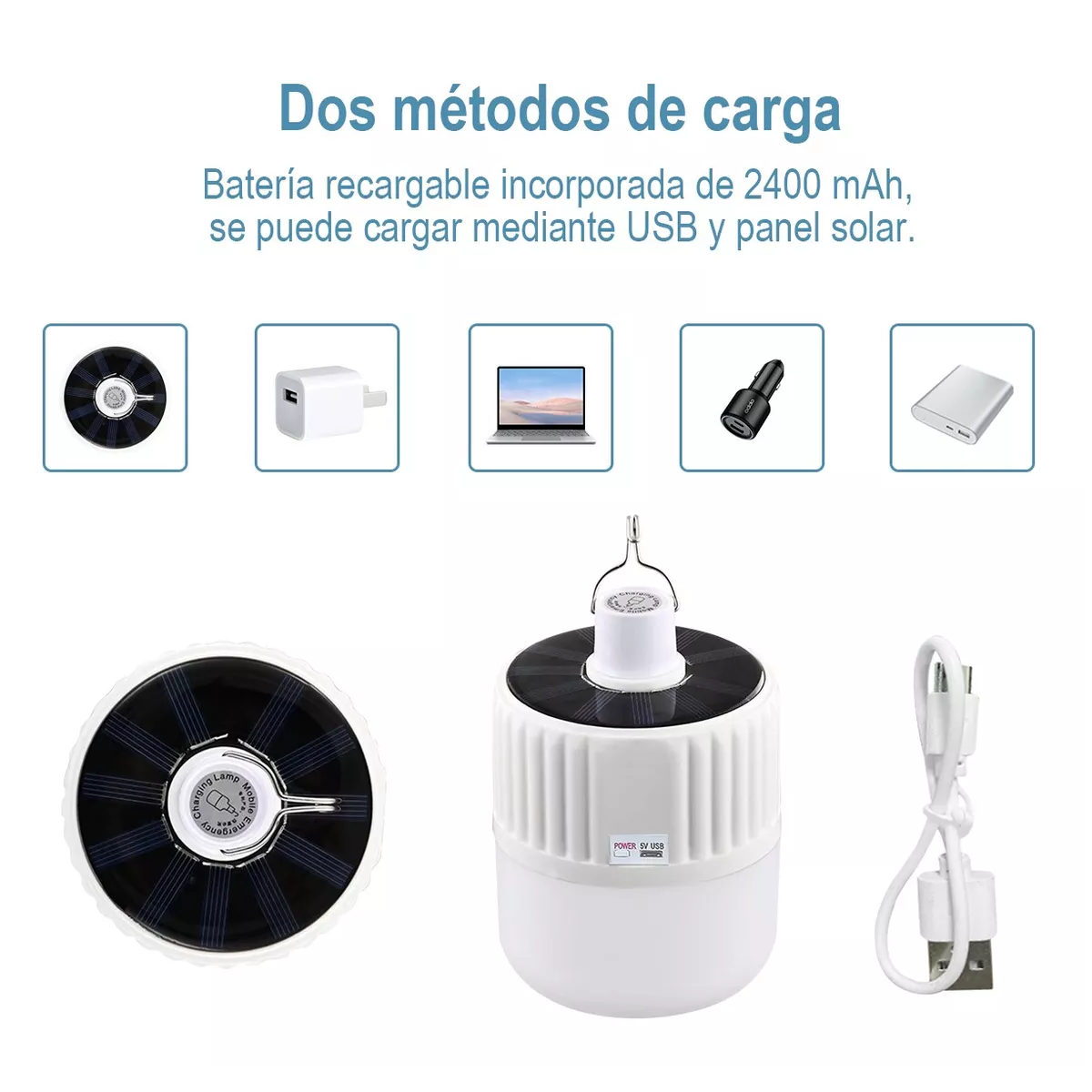 Foto 5 pulgar | Foco Led Lampara Solar Emergencia 120w Portátil Recargable Eo Safe Imports Esi-11987 Blanco