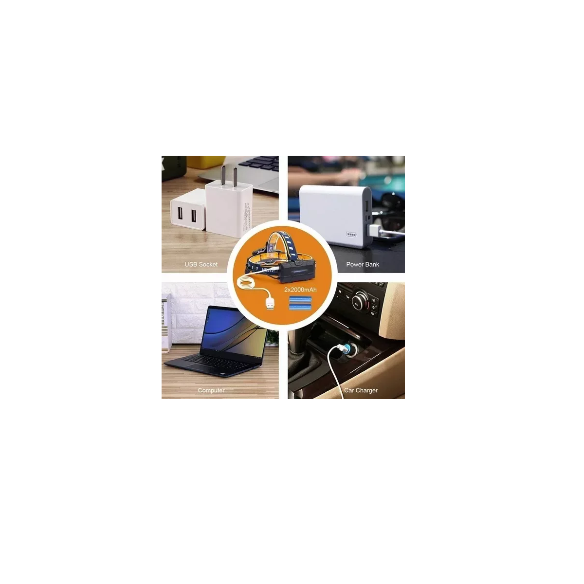 Foto 4 pulgar | Lámpara de Cabeza Minera Recargable Usb Eo Safe Imports Esi-1297 Negro