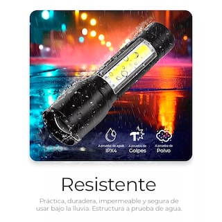 Foto 5 | Linterna Recargable LED 2000lm con Zoom Resistente al Agua