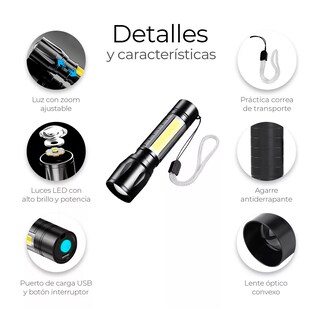 Foto 7 | Lámpara Recargable LED 2000 lm con Zoom Resistente al Agua