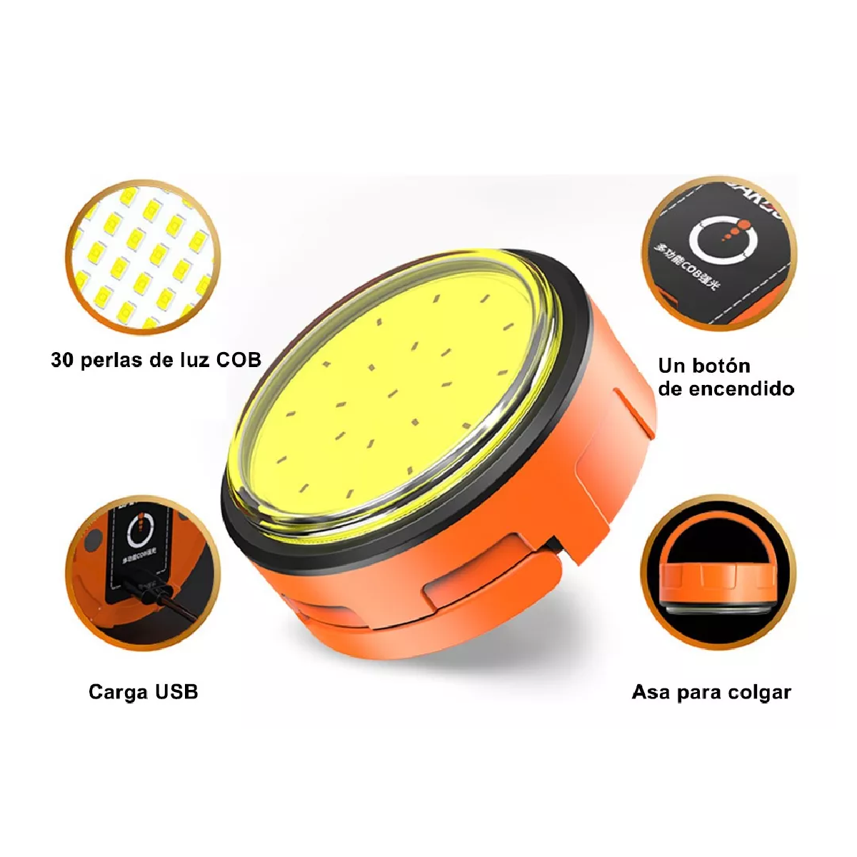 Foto 4 pulgar | Lámparas Recargables Led Linterna Táctica Potente Minero 2pz Naranja