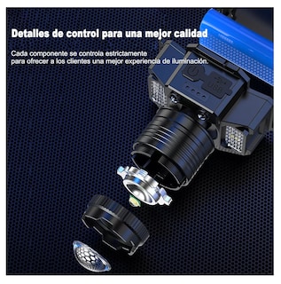 Foto 3 | Lámpara De Cabeza Con Sensor Impermeable Recargable Gris, Negro Y Rojo