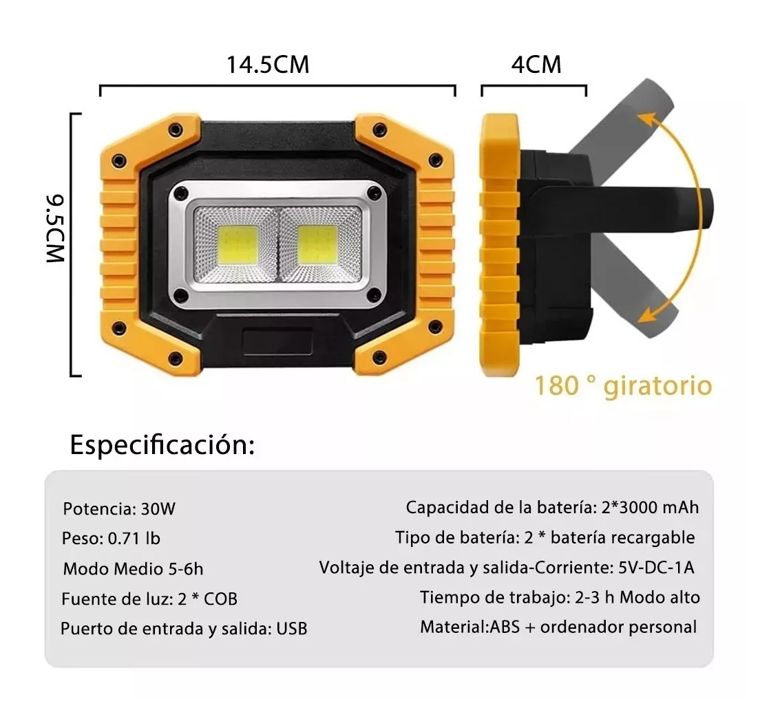 Foto 3 pulgar | Lámpara De Mano Para Camping Color Negro/naranja