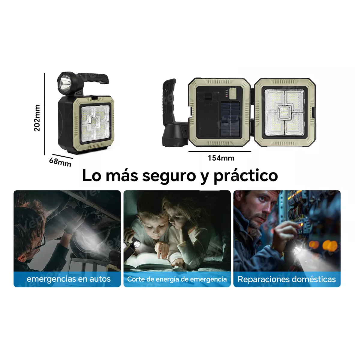 Foto 4 pulgar | Lampara Táctica Led Recargable Impermeable Energía Solar Luz Eo Safe Imports  Esi-16776 Multicolor