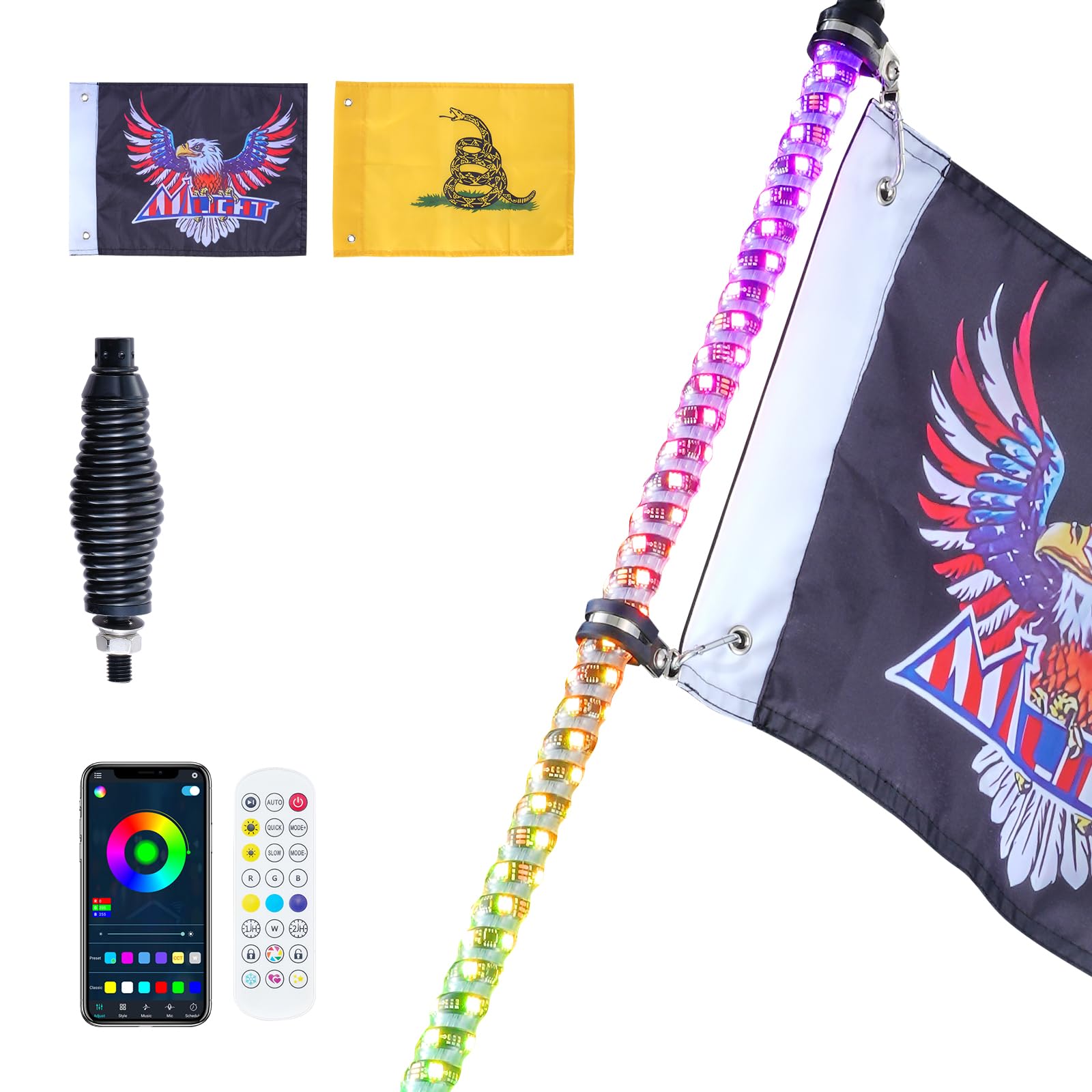 Foto 2 pulgar | Whip Light Vevor De 3 Pies Con Base De Resorte, Rgb, Resistente Al Agua, 1 Unidad - Venta Internacional.
