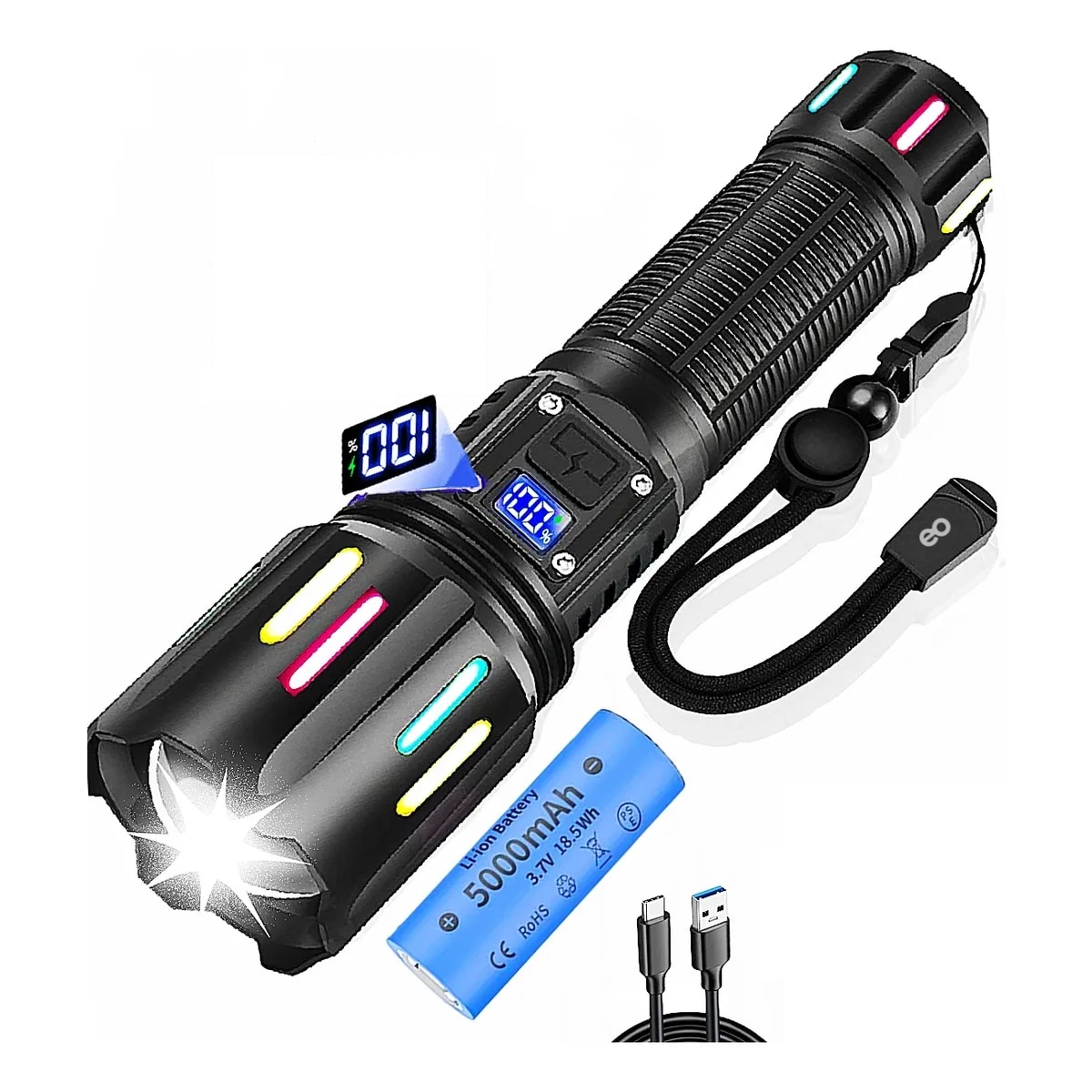 Lámpara Táctica Recargable Campismo Linterna Potente Eo Safe Imports Esi-18844 Negro $879