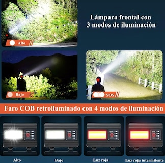 Foto 3 | Linterna Frontal Xtellar Recargable, Ajustable, Con Zoom Y Luz Trasera Para Exploradores Y Actividades Nocturnas