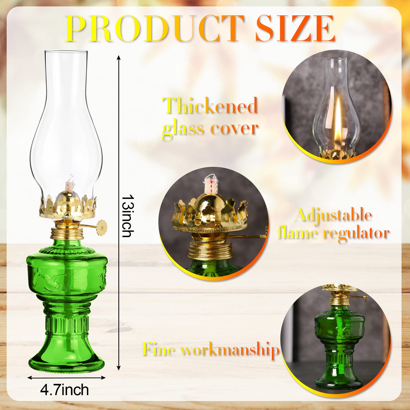 Foto 2 | Lámpara De Aceite Tuanse Chamber, Farol Vintage De Queroseno, 13 Pulgadas, Verde - Venta Internacional.