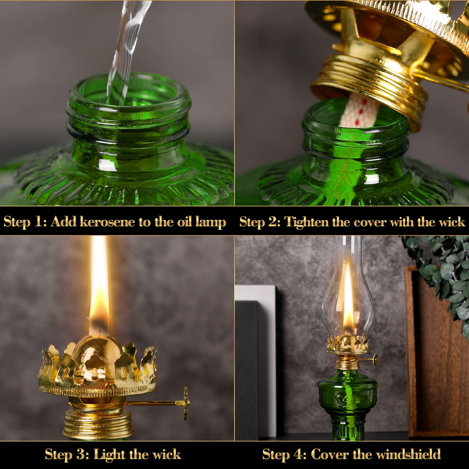 Foto 4 | Lámpara De Aceite Tuanse Chamber, Farol Vintage De Queroseno, 13 Pulgadas, Verde - Venta Internacional.
