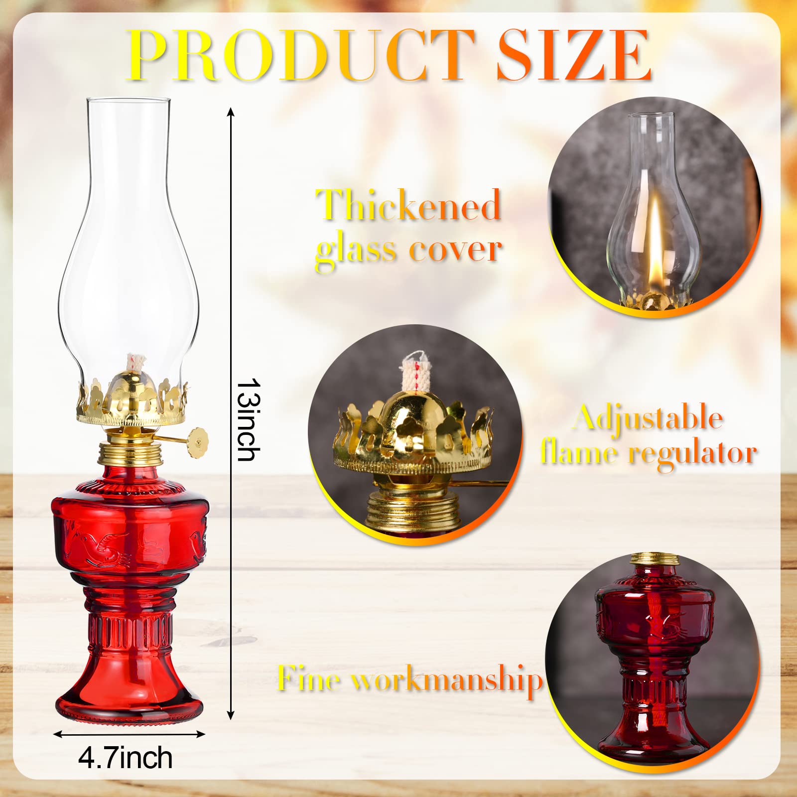 Foto 3 pulgar | Lámpara De Aceite Tuanse Chamber Vintage Kerosene Hurricane, 33 Cm, 2 Unidades - Venta Internacional.
