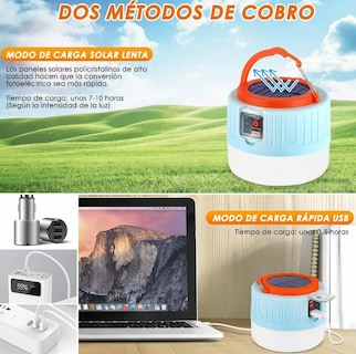 Foto 3 | Lámpara Xtellar Recargable Con Energía Solar Y Usb, Potente Linterna Led Para Acampadas Y Aventuras Al Aire Libre