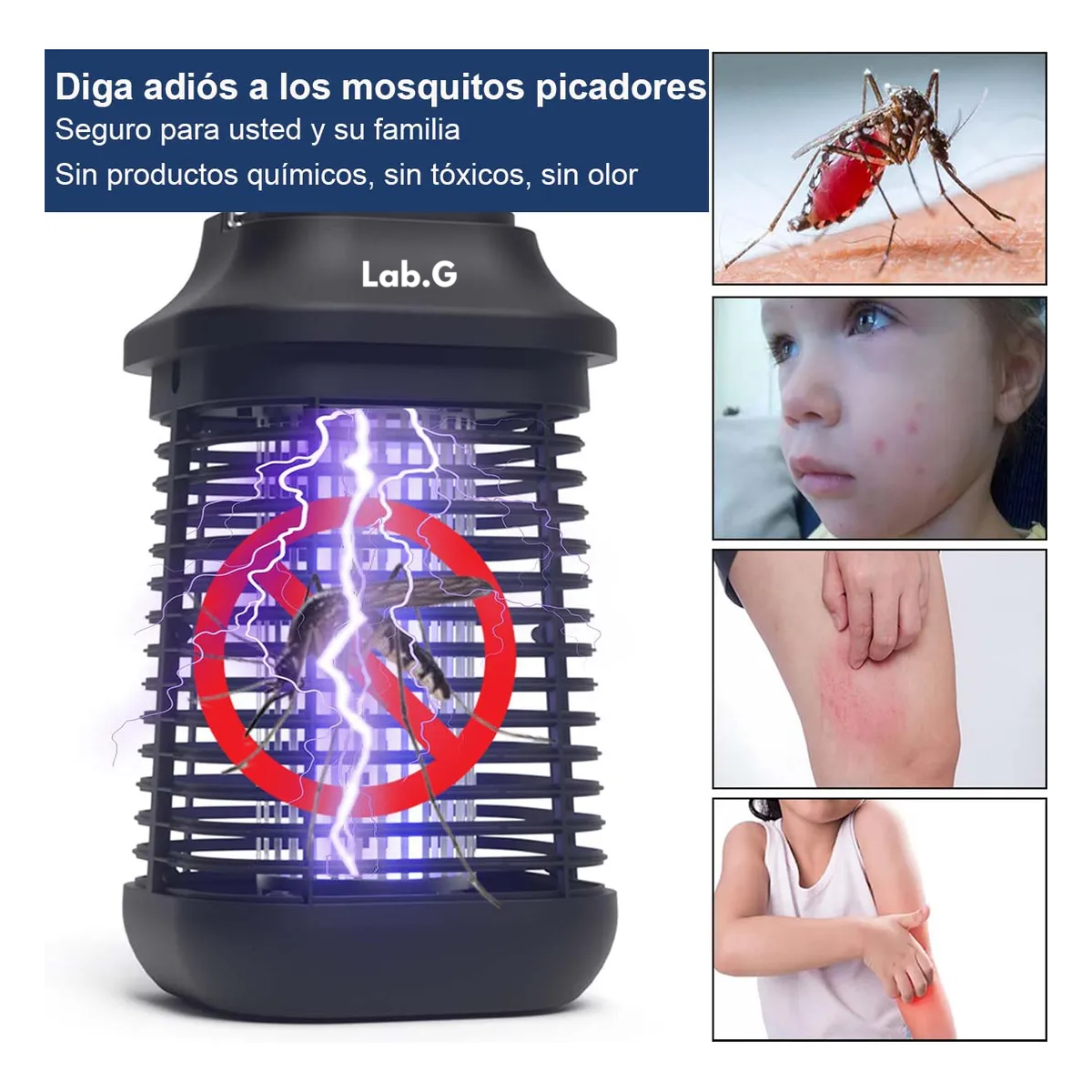 Foto 3 pulgar | Lampara Repelente Eléctrica Mata Mosquitos Y Mosca 4200v Portátil Lab.g Negro