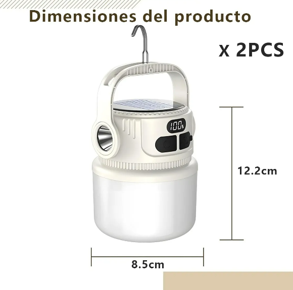 Foto 3 pulgar | Xtellar Lámpara Led Recargable Solar Y Usb Para Acampar Con Banco De Energía