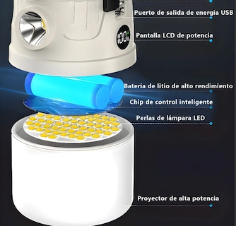 Foto 3 | Xtellar Lámpara Led Recargable Solar Y Usb Para Acampar Con Banco De Energía