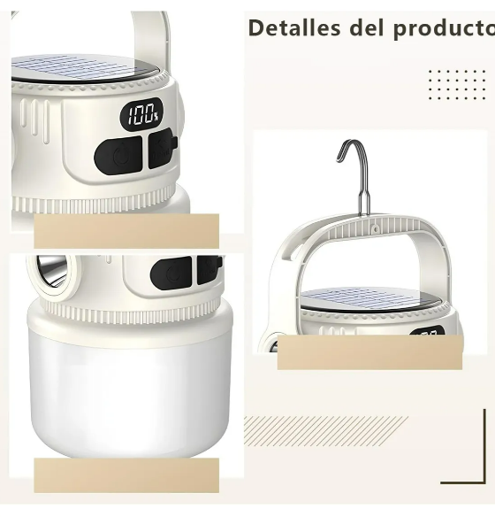 Foto 4 | Xtellar Lámpara Led Recargable Solar Y Usb Para Acampar Con Banco De Energía