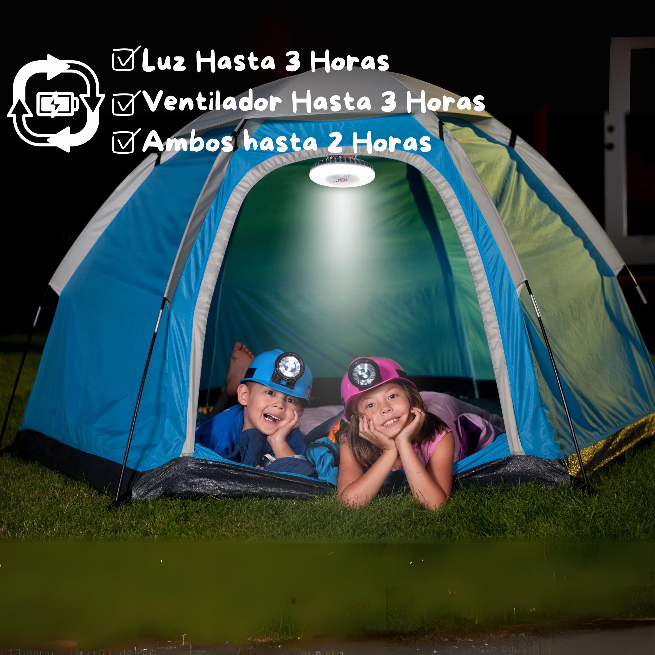Foto 5 pulgar | Ventilador Lámpara Led Recargable Solar Portátil Con Power Bank 1200mah – 3 Velocidades Y Gancho Para Camping
