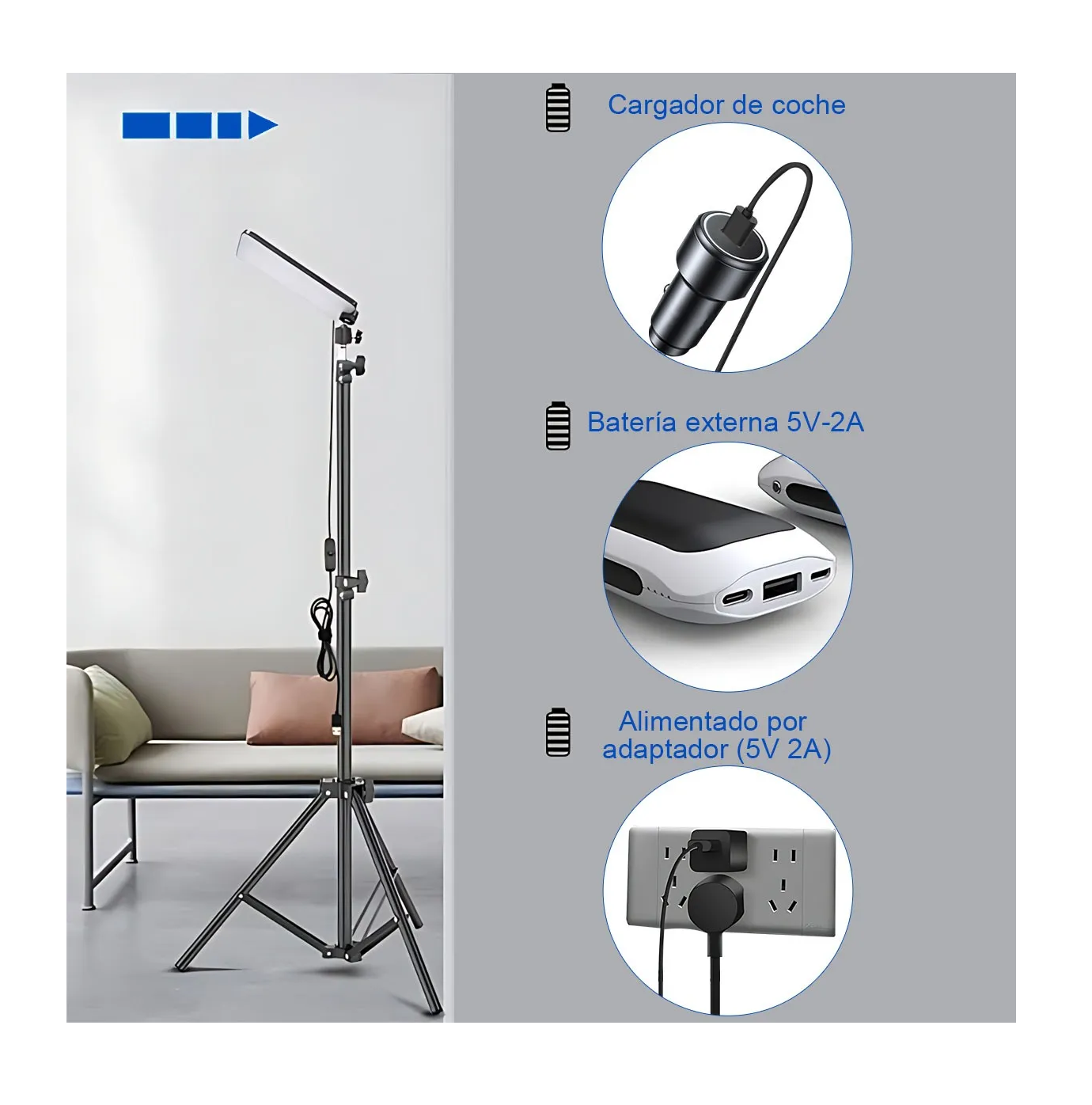 Foto 5 pulgar | Lámpara Led Portátil Usb Luz De Camping Con Soporte Trípode