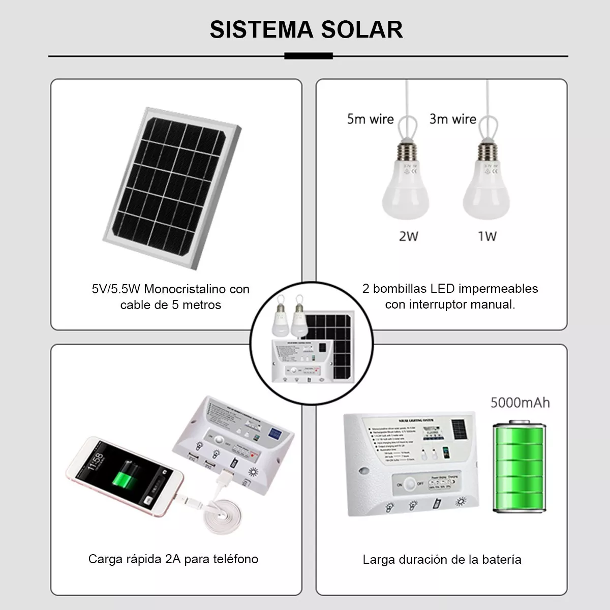 Foto 5 pulgar | Set Luz Solar Para Interiores Y Exteriores Emergencia 4pzs Eo Safe Imports Esi-11989 Blanco