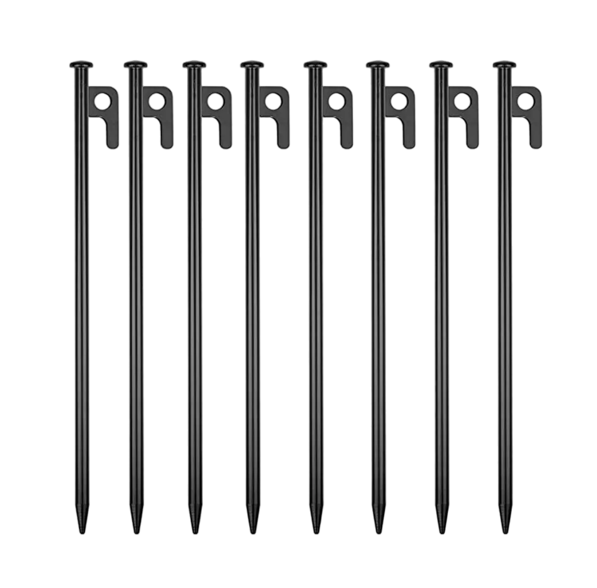 Estacas de Acero Resistentes de 30 CM para Tienda 8 Piezas Negro