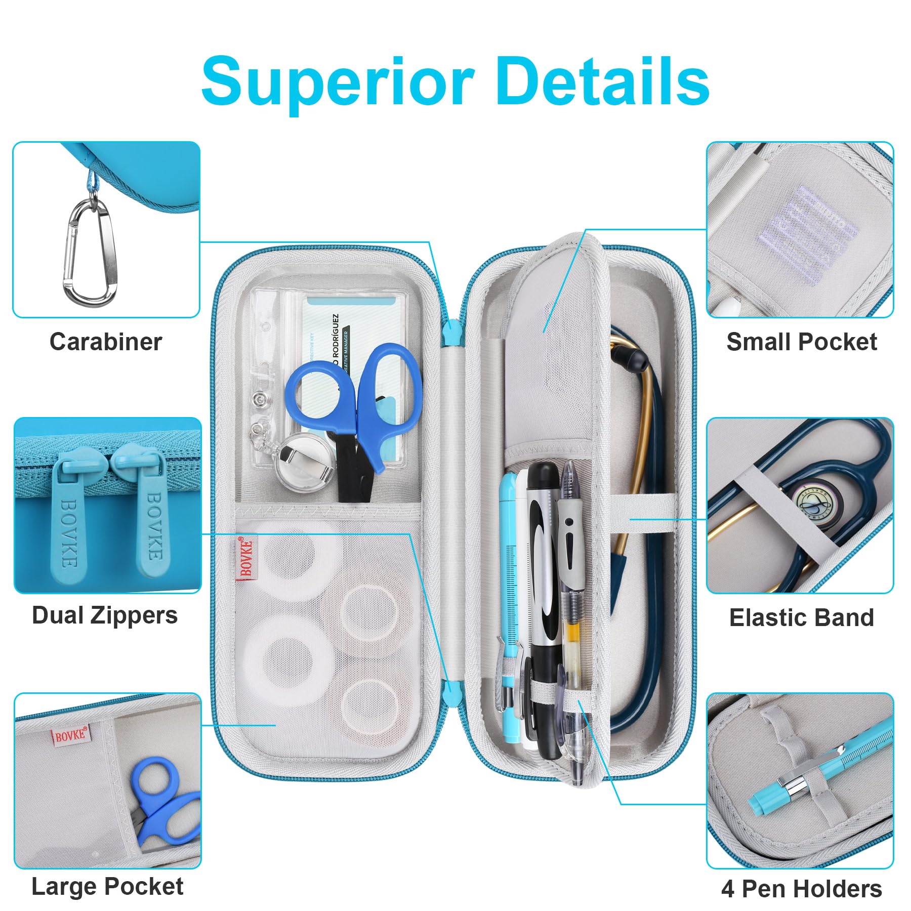 Foto 4 pulgar | Set De Herramientas De Enfermería Bovke  Funda Para Estetoscopio Con Tijeras Y Linternas - Venta Internacional.