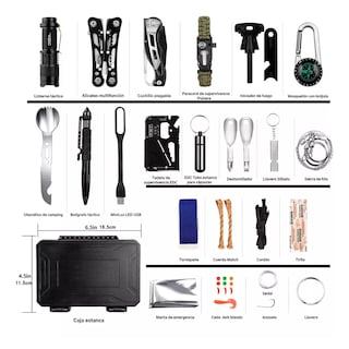 Foto 2 | Kit De Supervivencia De Accesorios Para Camping 60 En1 Eo Safe Imports Esi-16853 Negro