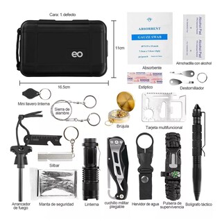 Foto 2 | Kit De Supervivencia De Emergencia Para Camping Eo Safe Imports Esi-5378-1 Negro