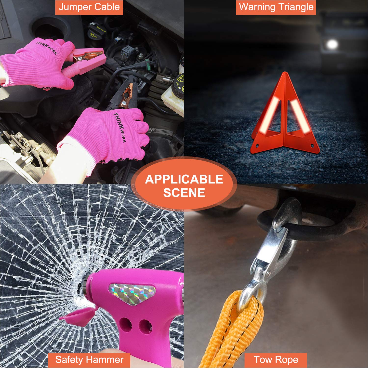 Foto 8 pulgar | Kit De Emergencia Para Coche Thinkwork Para Adolescente Y Mujer, Color Rosa - Venta Internacional.
