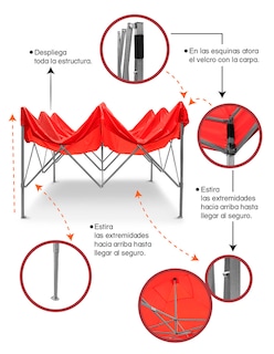 Foto 6 | Toldo Plegable 3 x 3 m Rojo