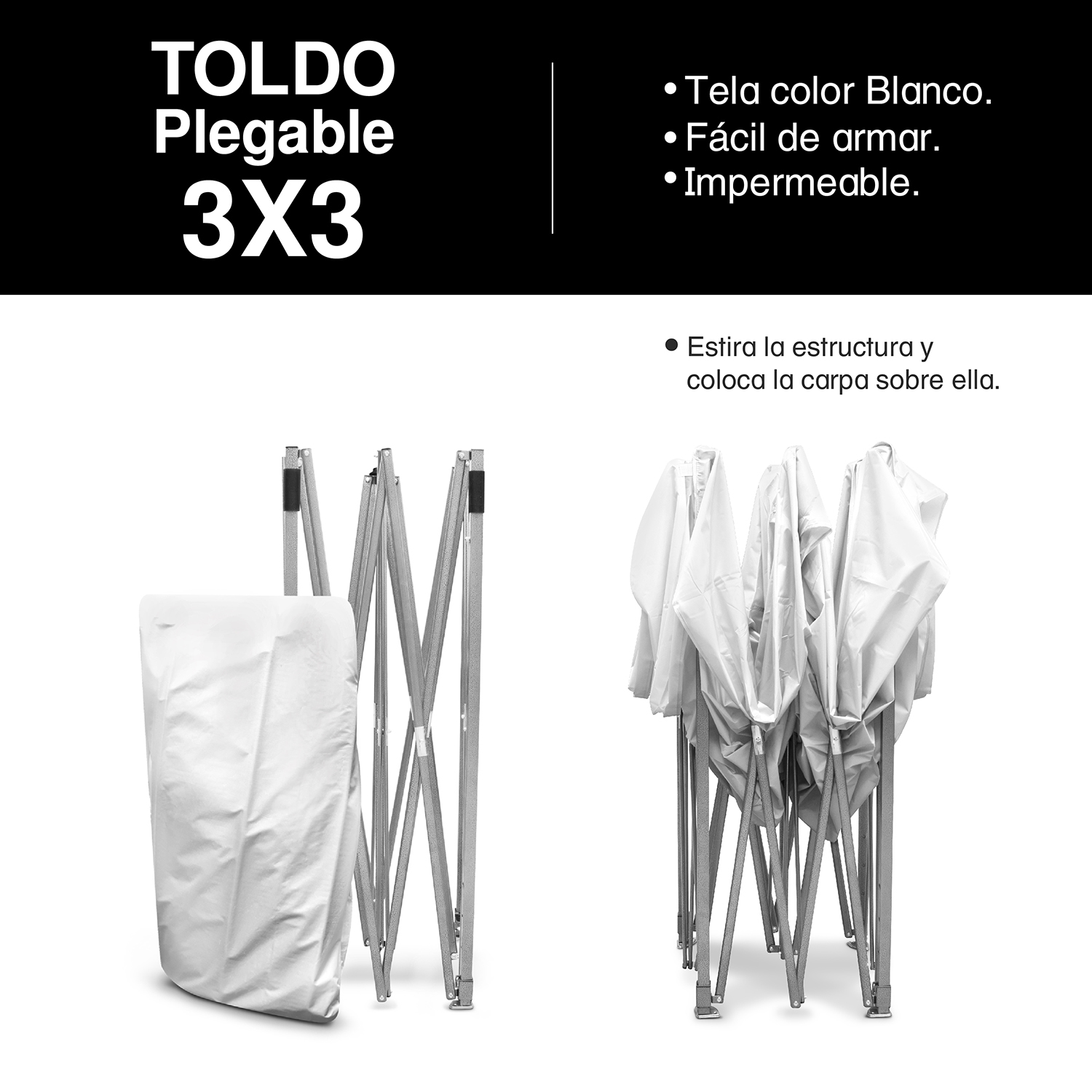 Foto 5 | Toldo Plegable 3 x 3 m Blanco