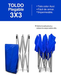 Foto 3 | Carpa Toldo 3x3m Plegable Azul