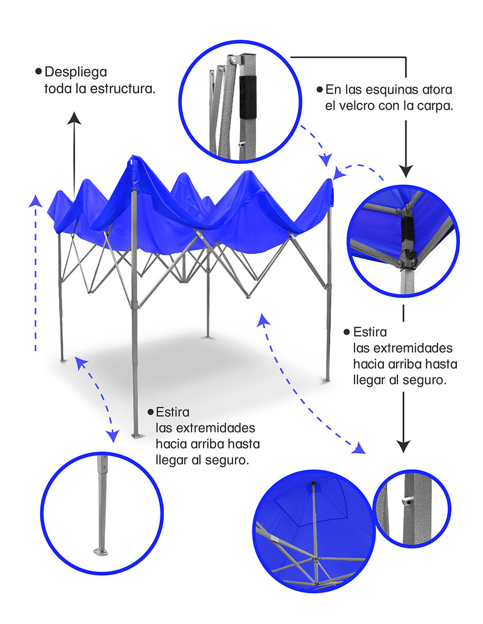 Foto 5 pulgar | Carpa Toldo 3x3m Plegable Azul