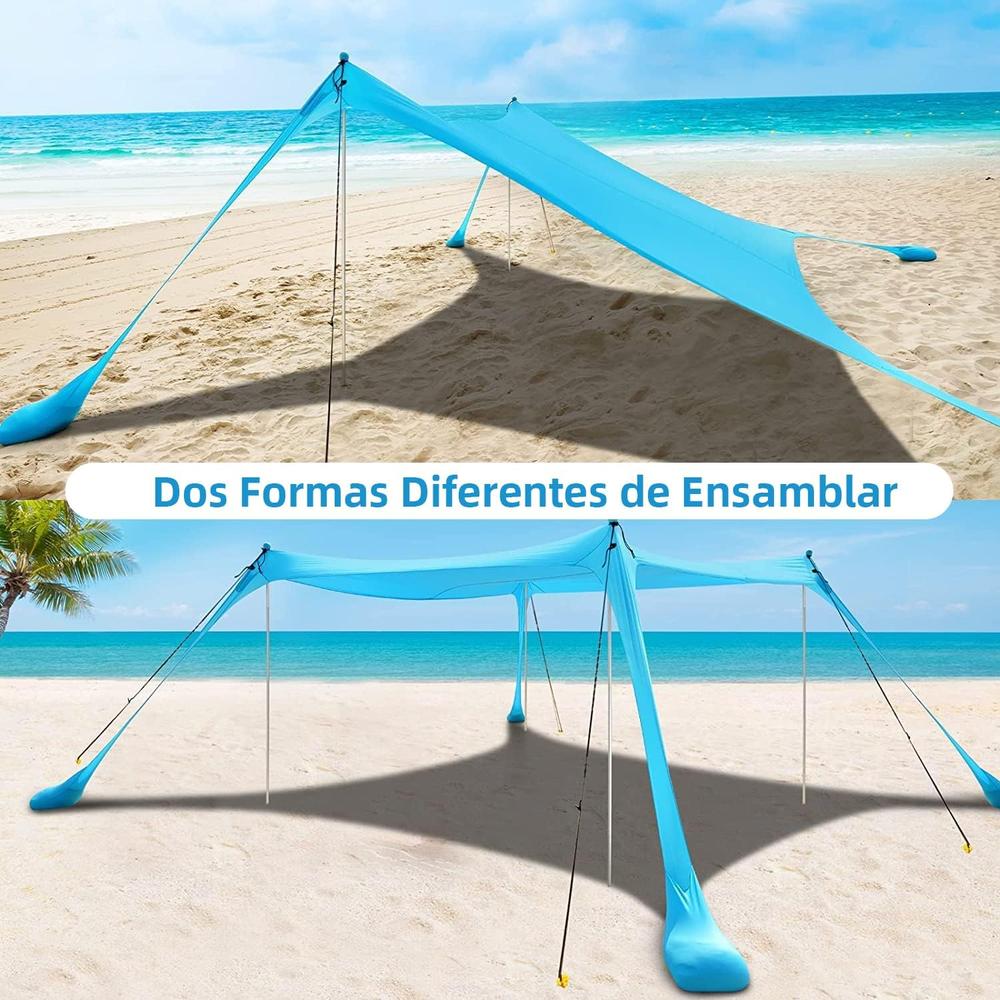 Foto 3 pulgar | Toldo Sombra Para Playa Portatil 3x3 Fácil De Armar Upf+50