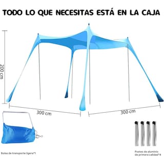 Foto 7 | Toldo Sombra Para Playa Portatil 3x3 Fácil De Armar Upf+50