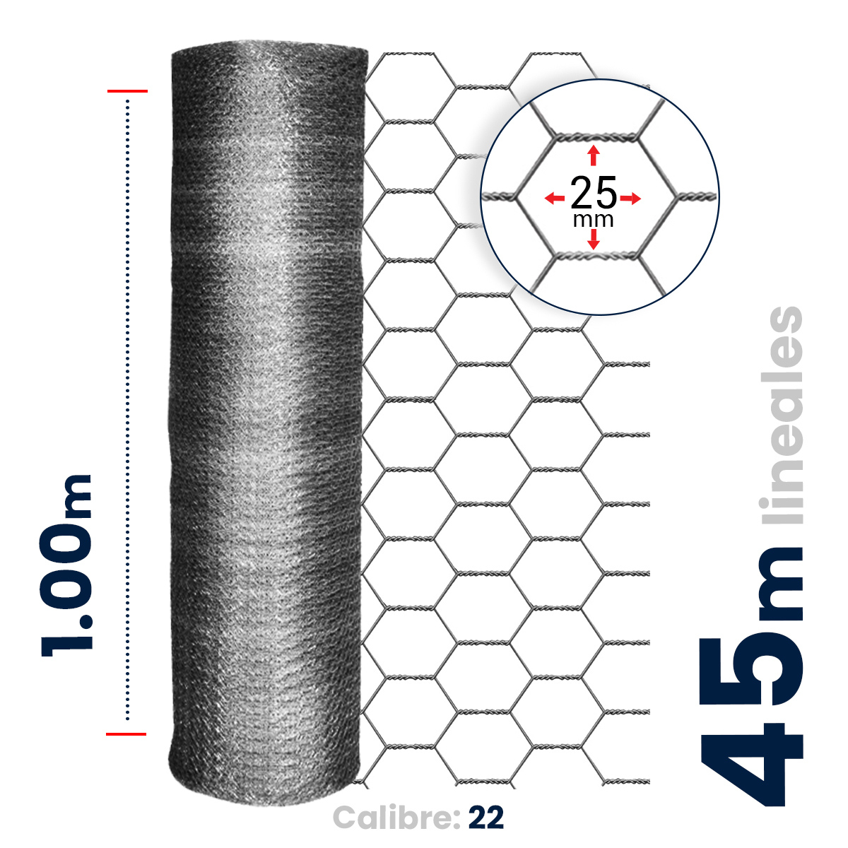 Foto 1 | Malla Hexagonal Reforzar Akron  22x25x100  (gallinera/conejera/para Corral) 60-04r