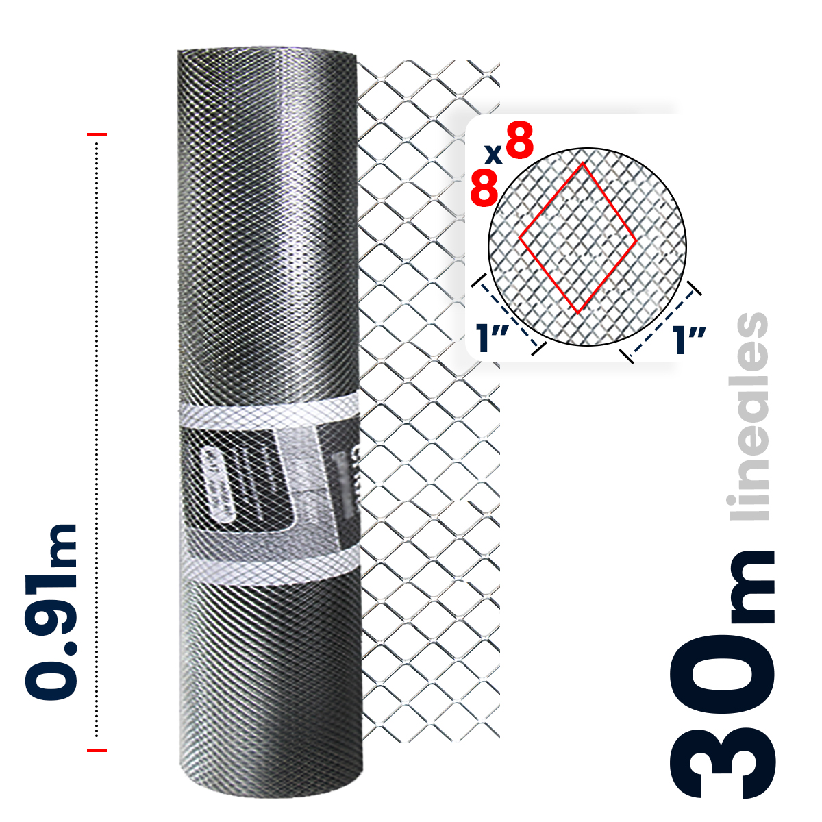 Foto 2 pulgar | Criba Galvanizada Akron Ab 8x8 Long. 30 M
