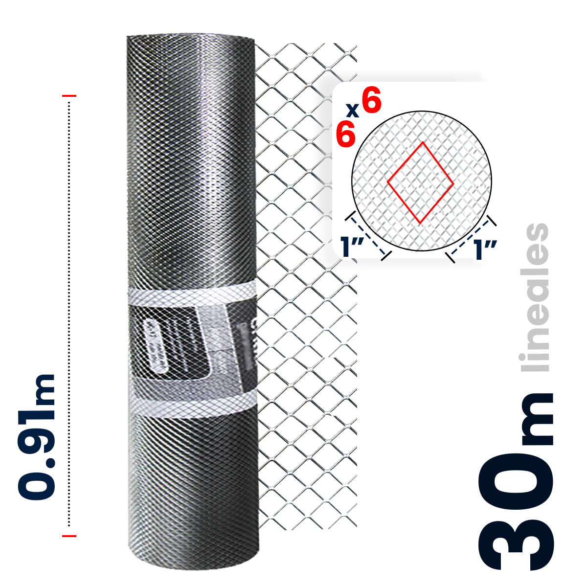Criba Galvanizada Akron  Ab 6x6 Long. 30 M