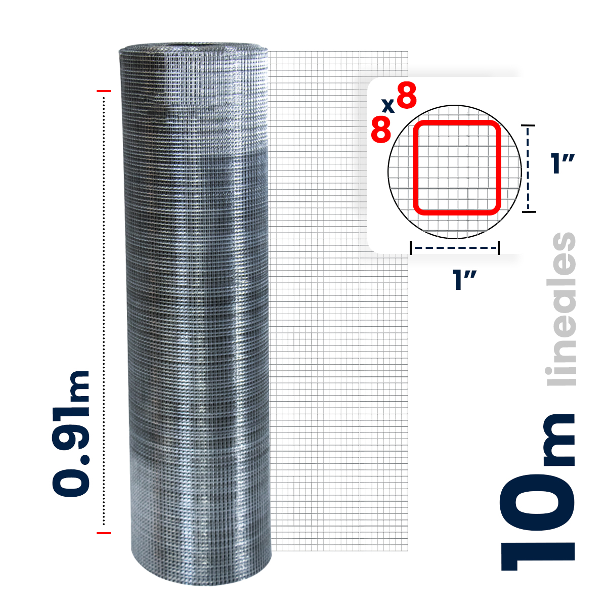 Malla Criba Ligera Akron Altura 0.90mts 8x8 Rollo 10mts