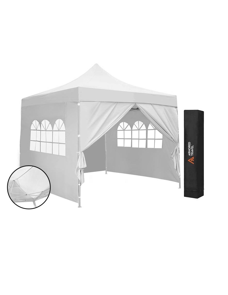 Toldo tipo Carpa Armored Travel con Paredes Plegable 3 x 3 m Retráctil Blanco
