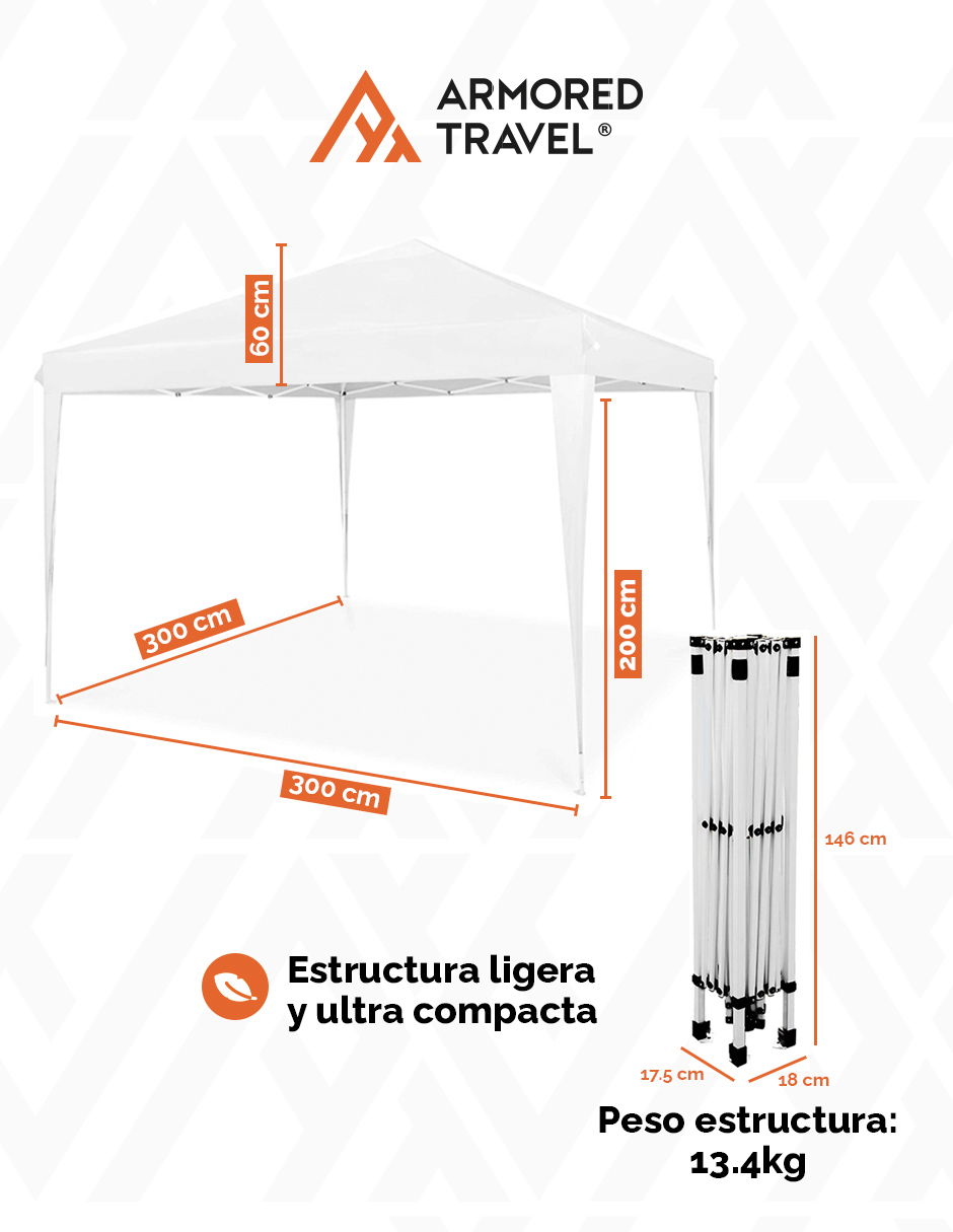 Foto 5 pulgar | Toldo tipo Carpa Plegable Impermeable Armored Travel 3 x 3 m Blanco