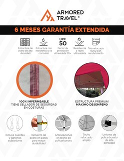 Foto 2 | Toldo tipo Carpa Plegable Impermeable Armored Travel 3 x 3 m Rojo
