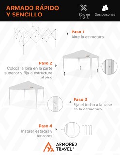 Foto 8 | Toldo tipo Carpa Plegable Impermeable Armored Travel 3 x 3 m Rojo